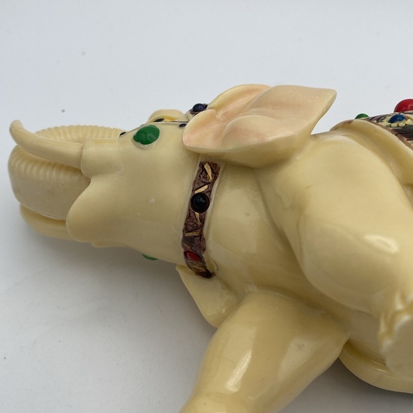 Lucky trunks up beaded elephant resin plastic home decor 8x6” hand painted - Picture 9 of 9
